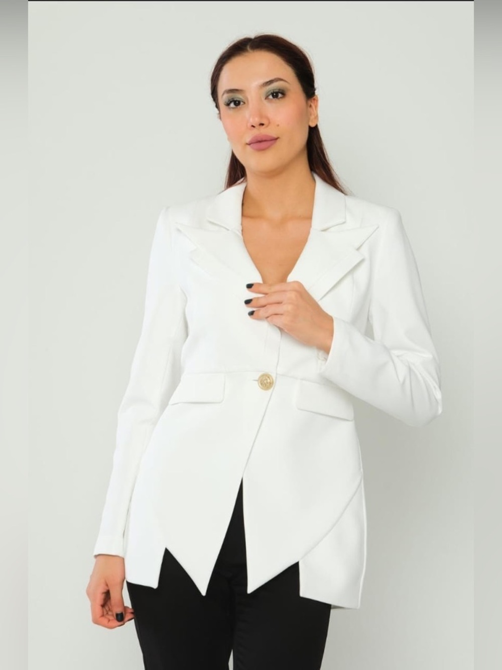 Women's White Tailored Blazer Jacket